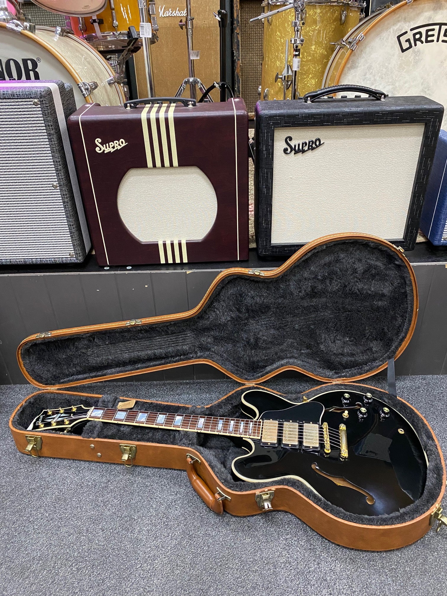 2018 Gibson Memphis ES-355 Limited 3 pickup Black Beauty w/ case  Sunbear pickups