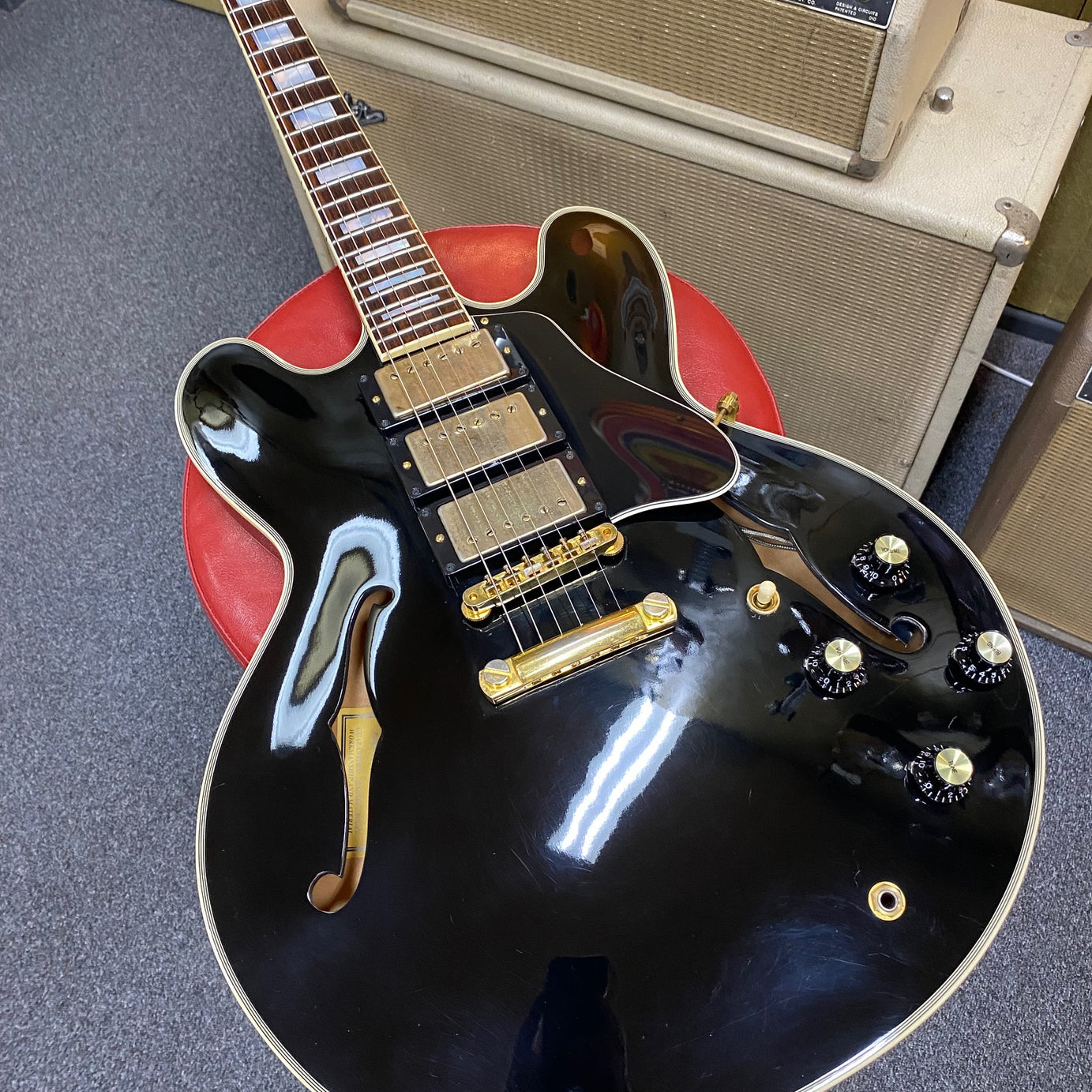 2018 Gibson Memphis ES-355 Limited 3 pickup Black Beauty w/ case  Sunbear pickups