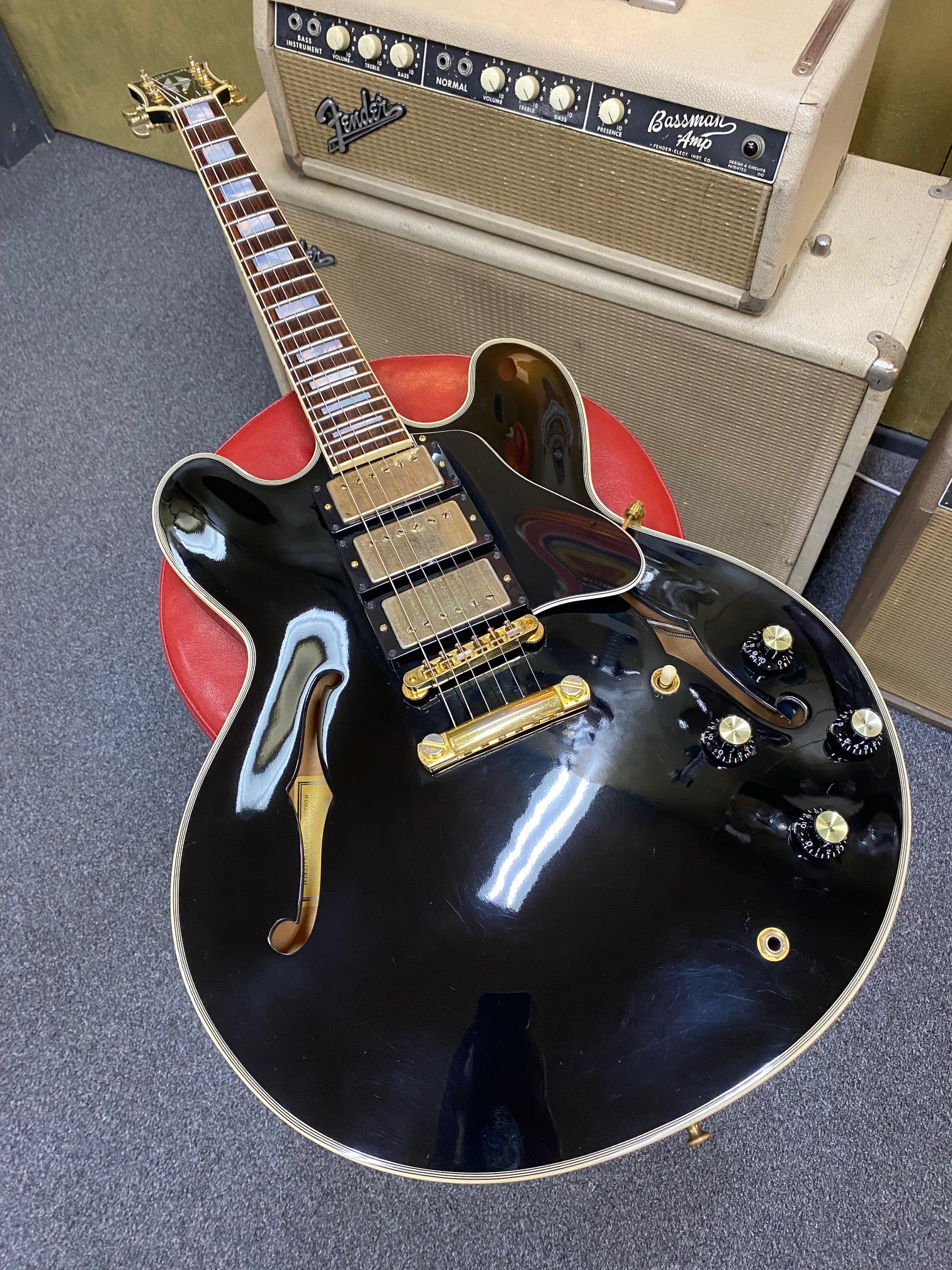 2018 Gibson Memphis ES-355 Limited 3 pickup Black Beauty w/ case  Sunbear pickups