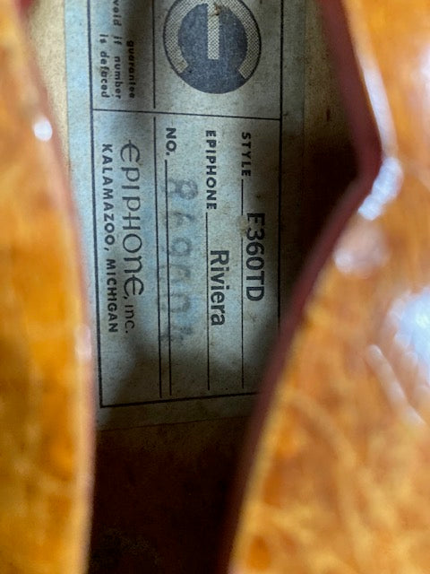 1966 Epiphone E360TD Riveria Vintage Guitar w/case (Pre-Owned)