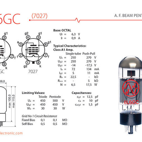 JJ Electronic 6L6 Power Tubes (Matched Pair) Vacuum Tubes that Excel with every Decibel