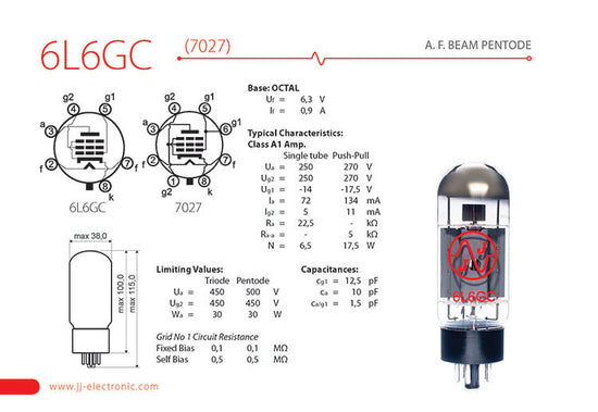 JJ Electronic 6L6 Power Tubes (Matched Pair) Vacuum Tubes that Excel with every Decibel