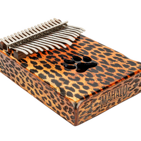 Mahalo 17-Note Wooden Kalimba Cheetah Artwork