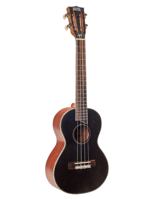 Mahalo MP3BK Pearl Series Solid Top Tenor Ukulele Black Includes Gig Bag
