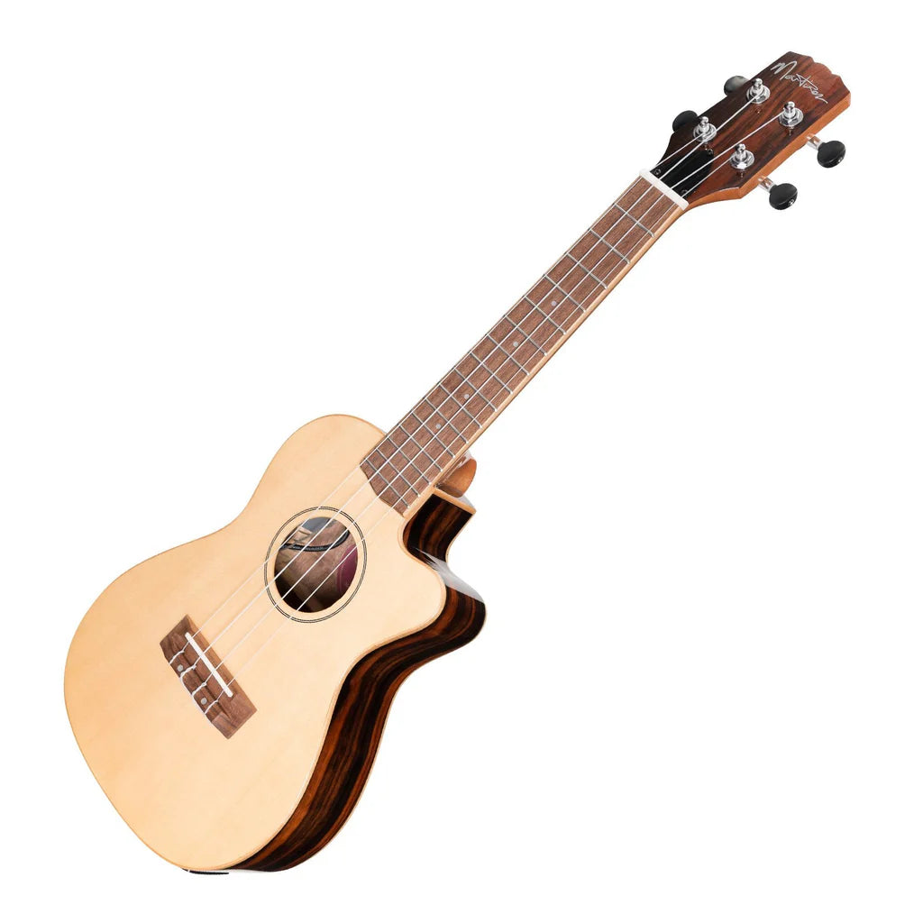 Martinez Southern Belle 7 Series Spruce Solid Top Electric Cutaway Concert Ukulele with Hard Case (Natural Gloss)