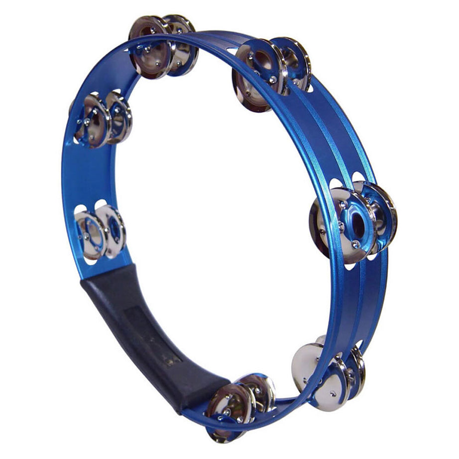Opus Percussion 10" Tambourine with Double-Row Jingles Avaliable in Blue, Red & Silver