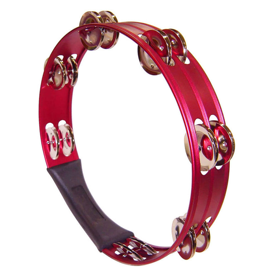 Opus Percussion 10" Tambourine with Double-Row Jingles Avaliable in Blue, Red & Silver