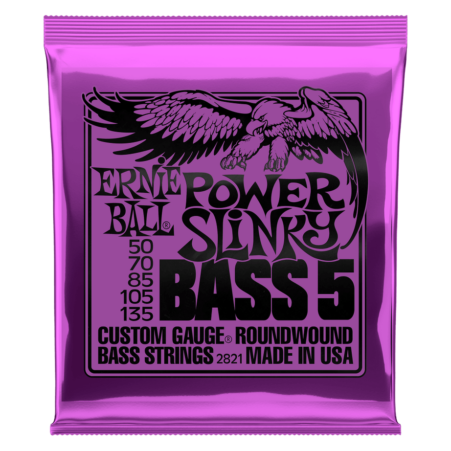 ERNIE BALL POWER SLINKY 5-STRING ELECTRIC BASS STRINGS 50-135