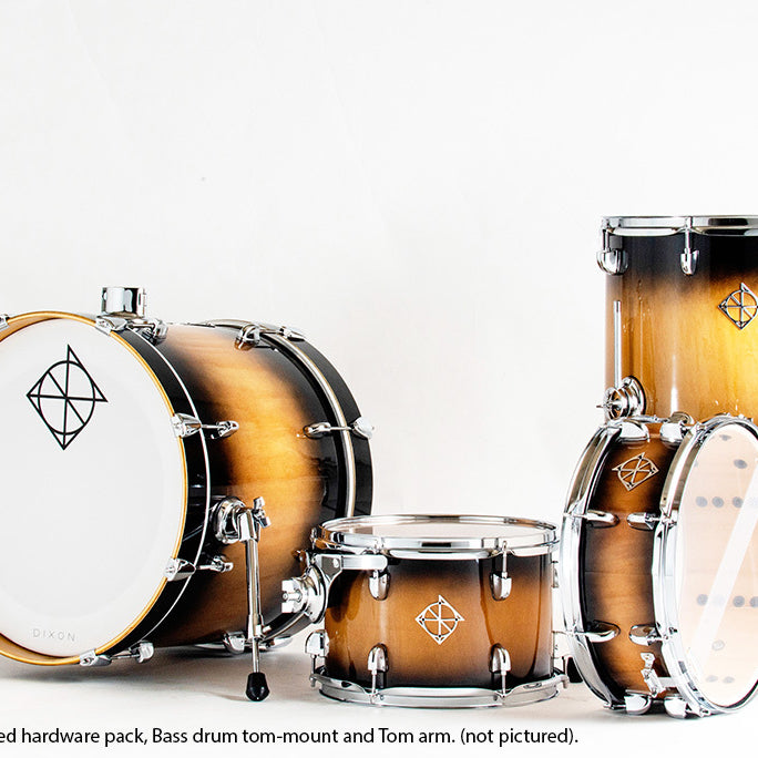 Dixon Fuse Maple 418 Series 4-Pce Drum Kit in Black Burst Gloss Includes Dixon 9290 Double-Braced Hardware
