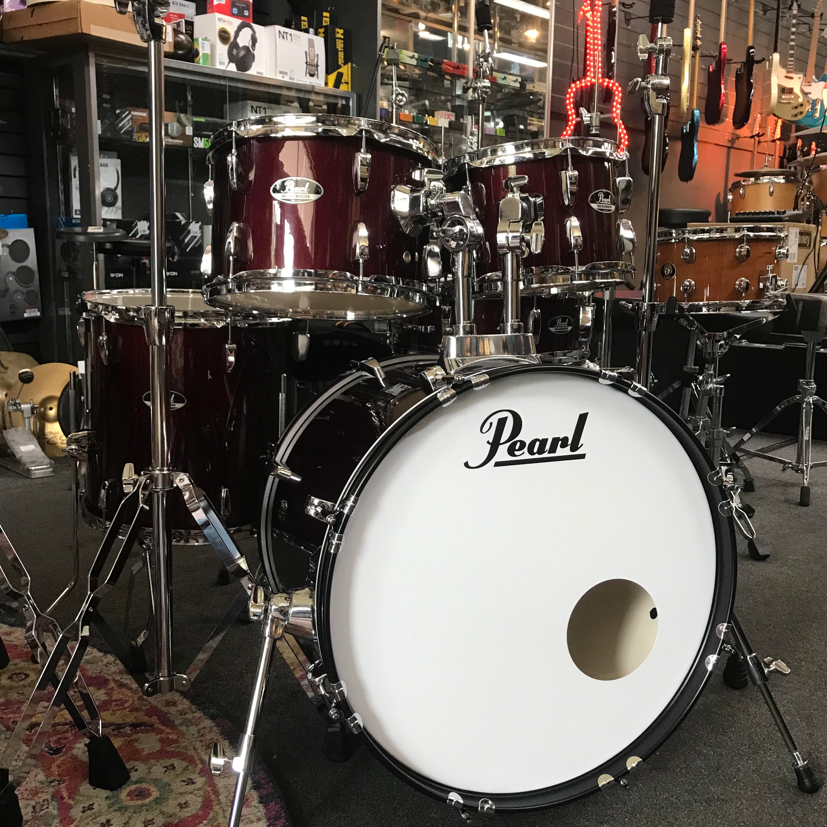 Pearl Roadshow X 20 Fusion 5 Piece Red Wine Drum Kit w/ zildjian cymbals