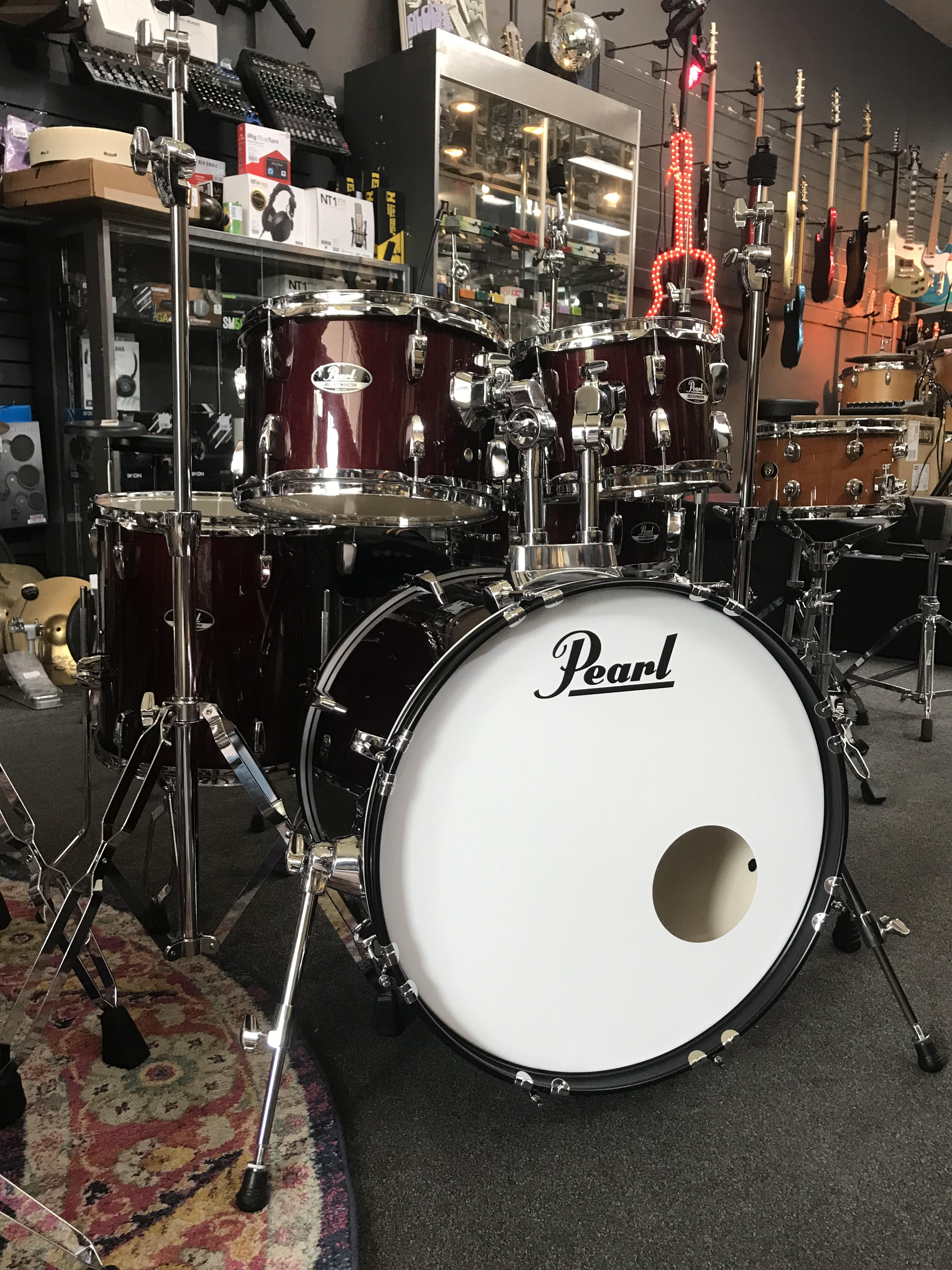 Pearl Roadshow X 20 Fusion 5 Piece Red Wine Drum Kit w/ zildjian cymbals