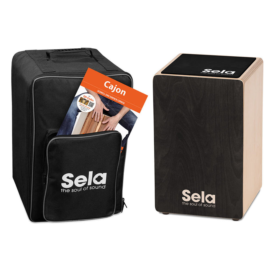 Sela Primera Cajon Bundle in Black Finish Includes Backpack, Pad & Book