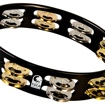 Toca Colorsound Acacia Hardwood 10" Tambourine in Black with Brass & Nickel Jingles For Health, For Spirit, For Life