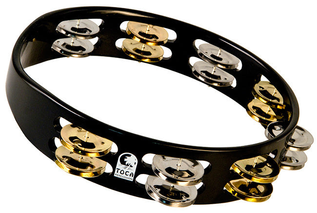 Toca Colorsound Acacia Hardwood 10" Tambourine in Black with Brass & Nickel Jingles For Health, For Spirit, For Life
