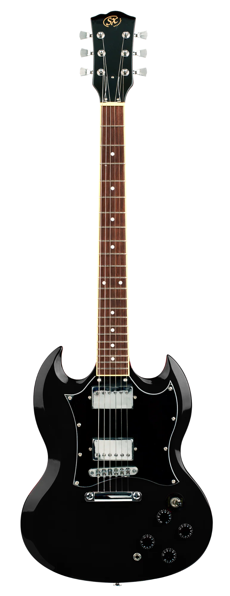 SX GTSE4SKB "SG" Style Electric Guitar w/Accessories - Black