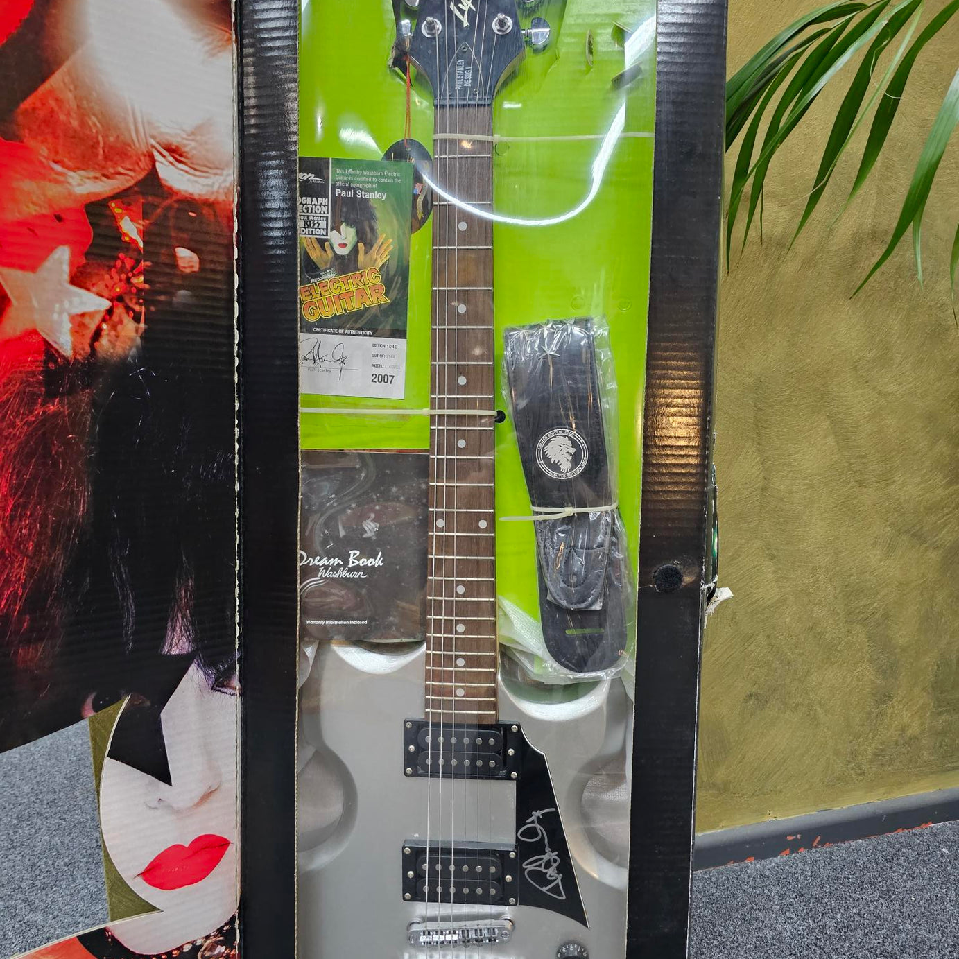2007 Paul Stanley Designed & Autographed Silver Washburn Lyon Kiss Electric Guitar Limited Edition