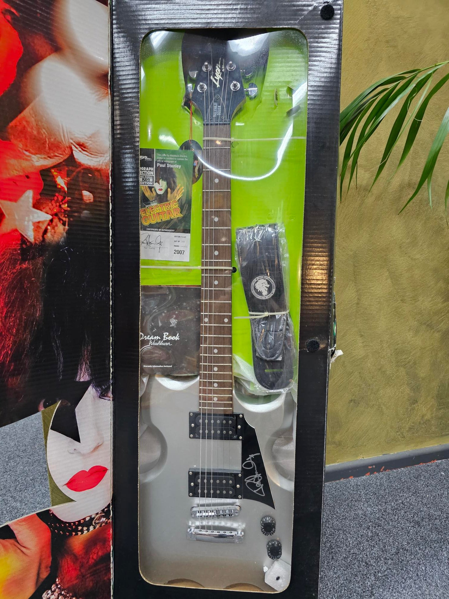 2007 Paul Stanley Designed & Autographed Silver Washburn Lyon Kiss Electric Guitar Limited Edition
