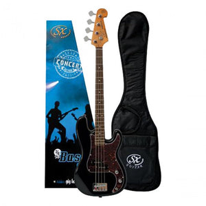 SX Electric Bass Guitar Short Scale 3/4 Size - Black