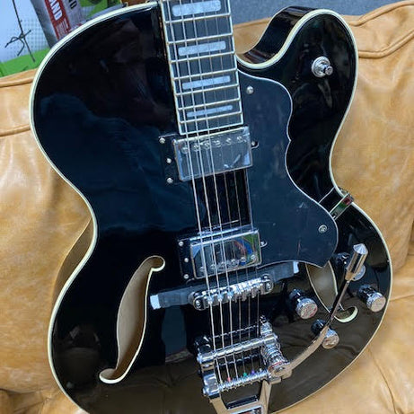 Hagstrom Tremar HJ500 Hollow Body Guitar in Black Gloss Masterpiece with Attitude