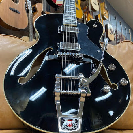 Hagstrom Tremar HJ500 Hollow Body Guitar in Black Gloss Masterpiece with Attitude