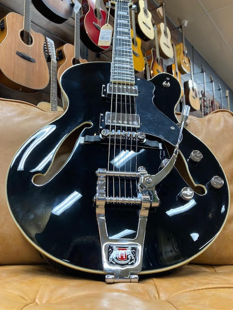 Hagstrom Tremar HJ500 Hollow Body Guitar in Black Gloss Masterpiece with Attitude