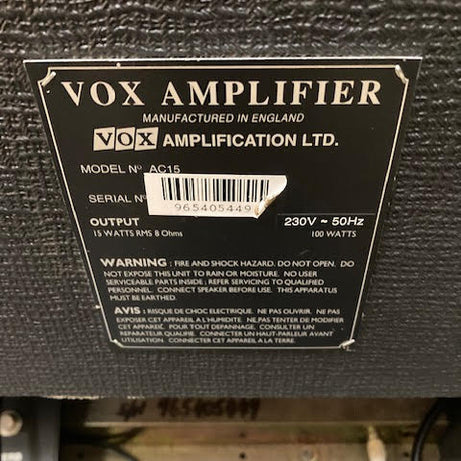 Vox AC15TB Made in England 1990's w/ 2 x 12 cabinet