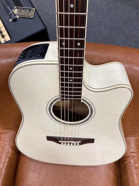 Takamine G37 Series Dreadnought AC/EL Guitar with Cutaway in Pearl White Gloss Finish (preowned)