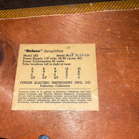 SOLD - 1956 Fender Deluxe 5E3 Tweed Narrow Panel amplifier