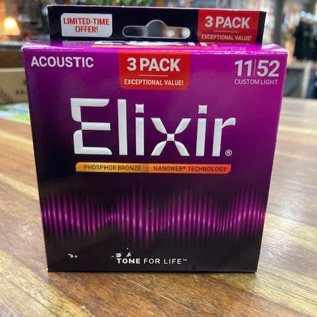 Elixir 3 pack 11/52 Phospor Bronze