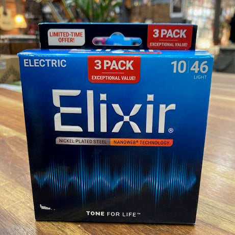 Elixir Nanoweb 10/46 electric guitar strings 3 pack