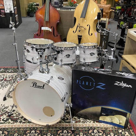 Pearl Export EXX Fusion plus Slipstream White  w/ zildjian cymbals + Bonus 8" Tom