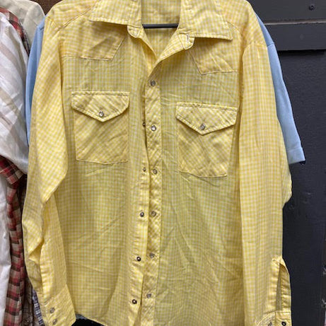 Vintage Shirt cowboy style yellow checkers