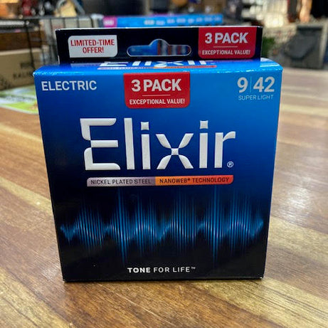 Elixir Nanoweb electric guitar strings 3 pack 9/42