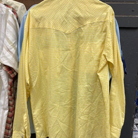 Vintage Shirt cowboy style yellow checkers