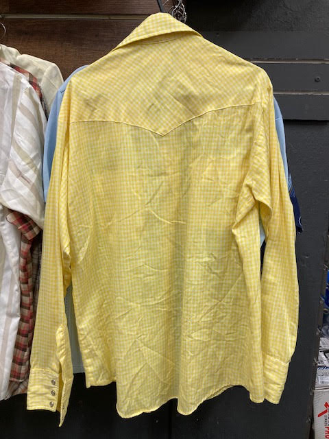 Vintage Shirt cowboy style yellow checkers