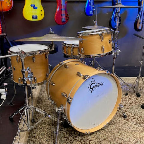 Gretsch Brooklyn Pro Package 4 piece Natural Satin drums w/ hardware and cymbals + stool .