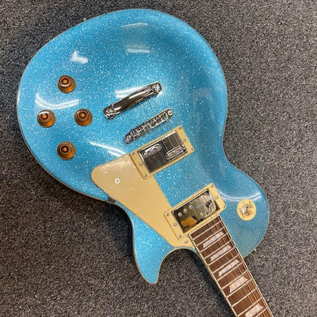 J&D Luthiers LP Custom-Style Electric Guitar (Metallic Blue Sparkle)