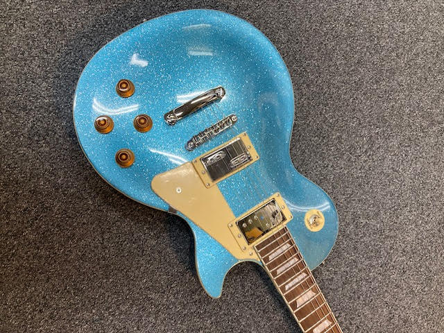 J&D Luthiers LP Custom-Style Electric Guitar (Metallic Blue Sparkle)
