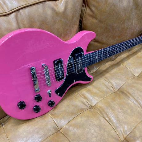 J&D Luthiers LP Double Cut Junior P-90 Electric Guitar (Pink)