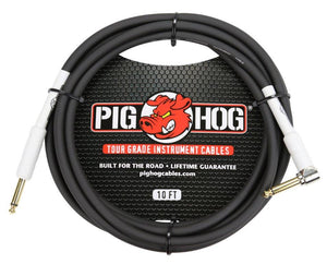 Pig Hog 10ft 1/4 - 1/4 Right angle 8mm Inst. Cable