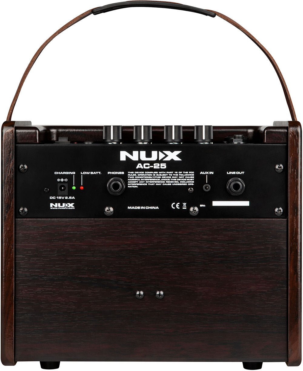 NUX AC25 Stageman 2-Channel, 25W Battery Operated Acoustic Amplifier