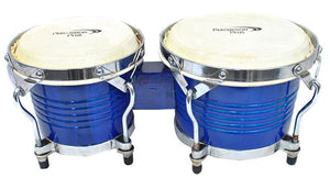 Percussion Plus Deluxe 6 & 7" Wooden Bongos in Gloss Blue Lacquer Finish PP105CBLUE MUSIC@NOOSA NOOSA MUSIC BRAND NEW PERCUSSION INSTRUMENTS