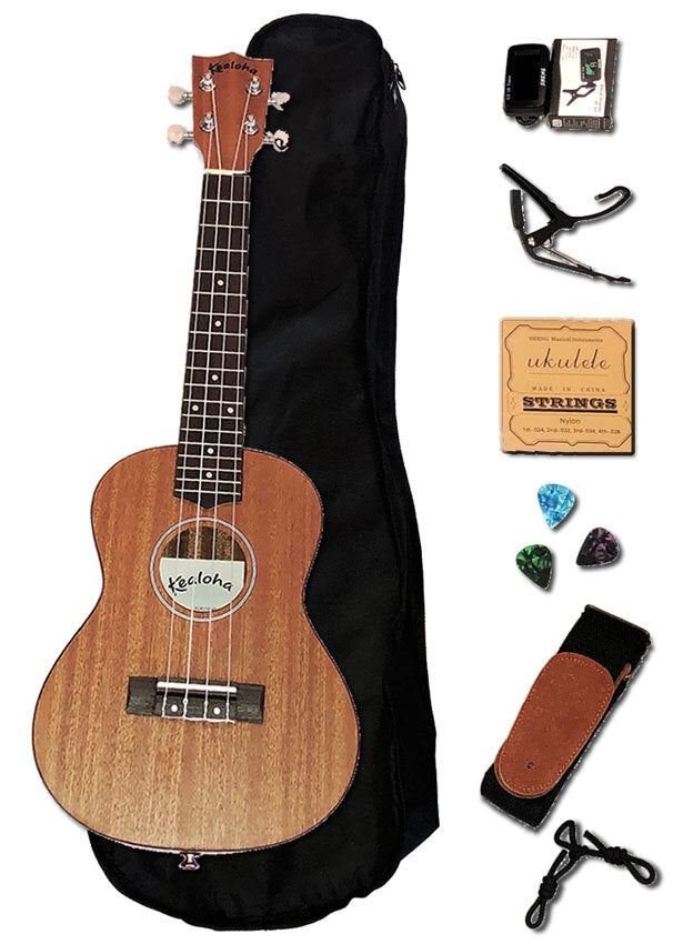 Kealoha BU Series Tenor Complete Ukulele Package with Uke, Bag, Tuner, Capo, Strings, Picks, Strap & Ties MUSIC @ NOOSA NOOSA MUSIC UKULELE TENOR PACK 